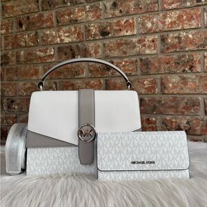 Michael Kors White and Gray Satchel Set